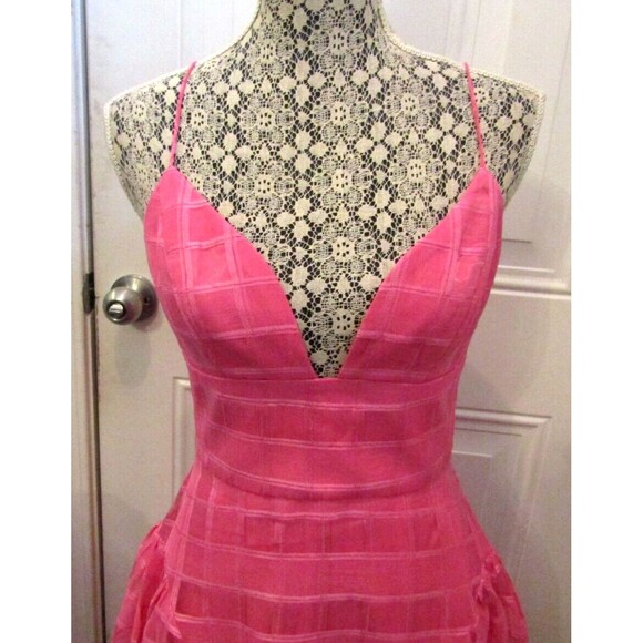 Black by Bariano Kora Midi Dress NWT V Neck Aline Barbie Pink Retail $247 Size 6 - Picture 5 of 11